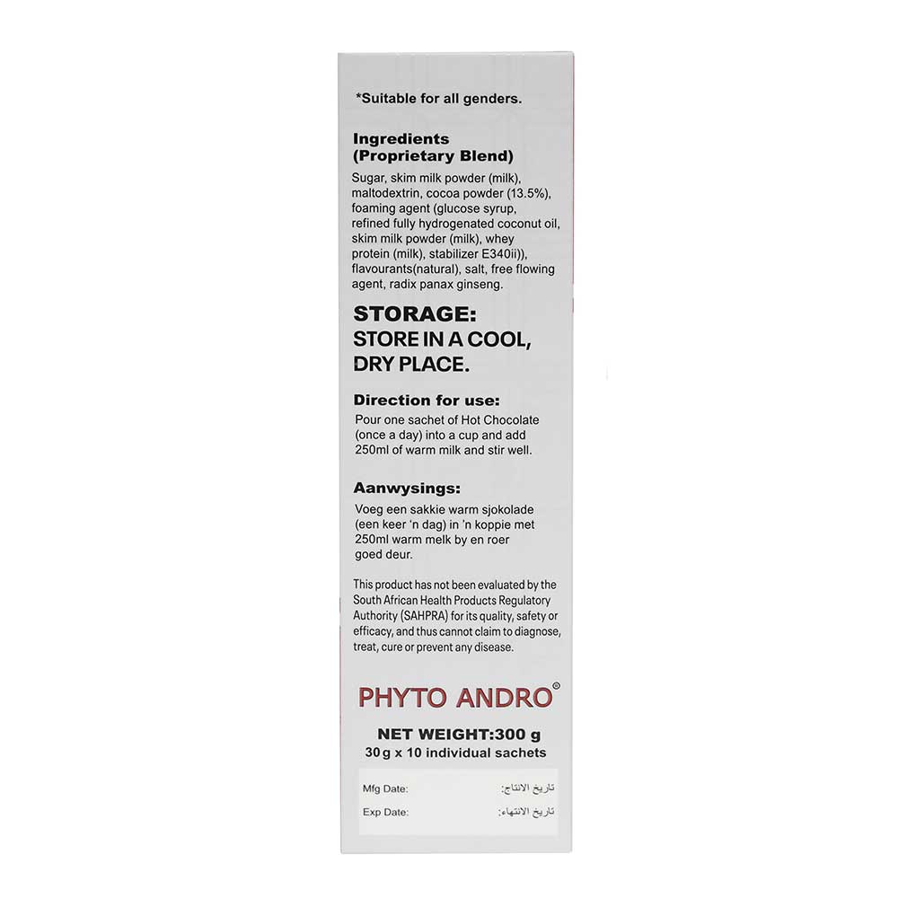 Phyto Andro® Hot Chocolate Box – 10 sachets (10 x 30g) - Image 2